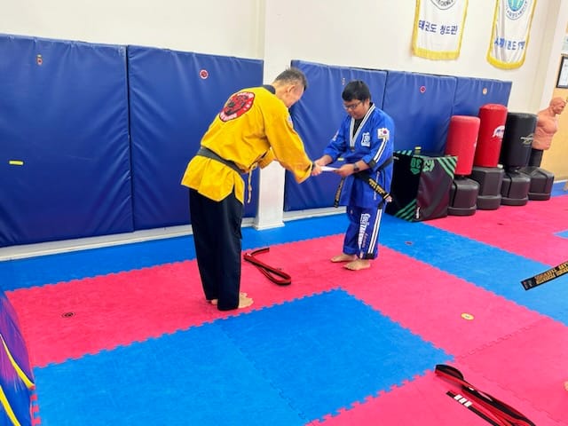 Belt certificate ceremony at Fair Lawn TKD